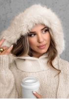 Fular circular balaclava z futerkiem Winter Crush mokka