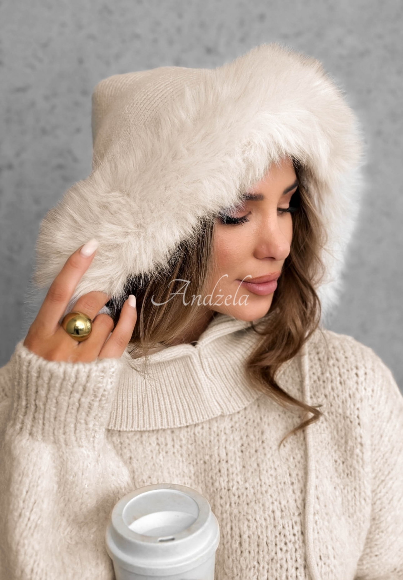 Fular circular balaclava cu blăniță Winter Crush