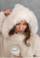 Fular circular balaclava z futerkiem Winter Crush mokka
