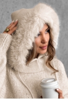 Fular circular balaclava z futerkiem Winter Crush mokka