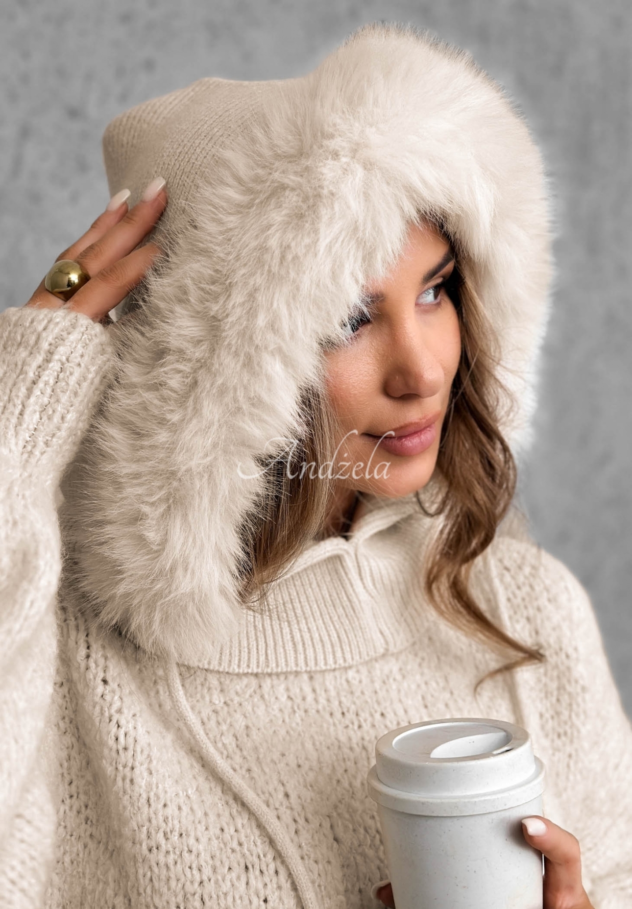 Fular circular balaclava cu blăniță Winter Crush