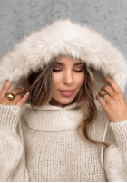 Fular circular balaclava z futerkiem Winter Crush mokka