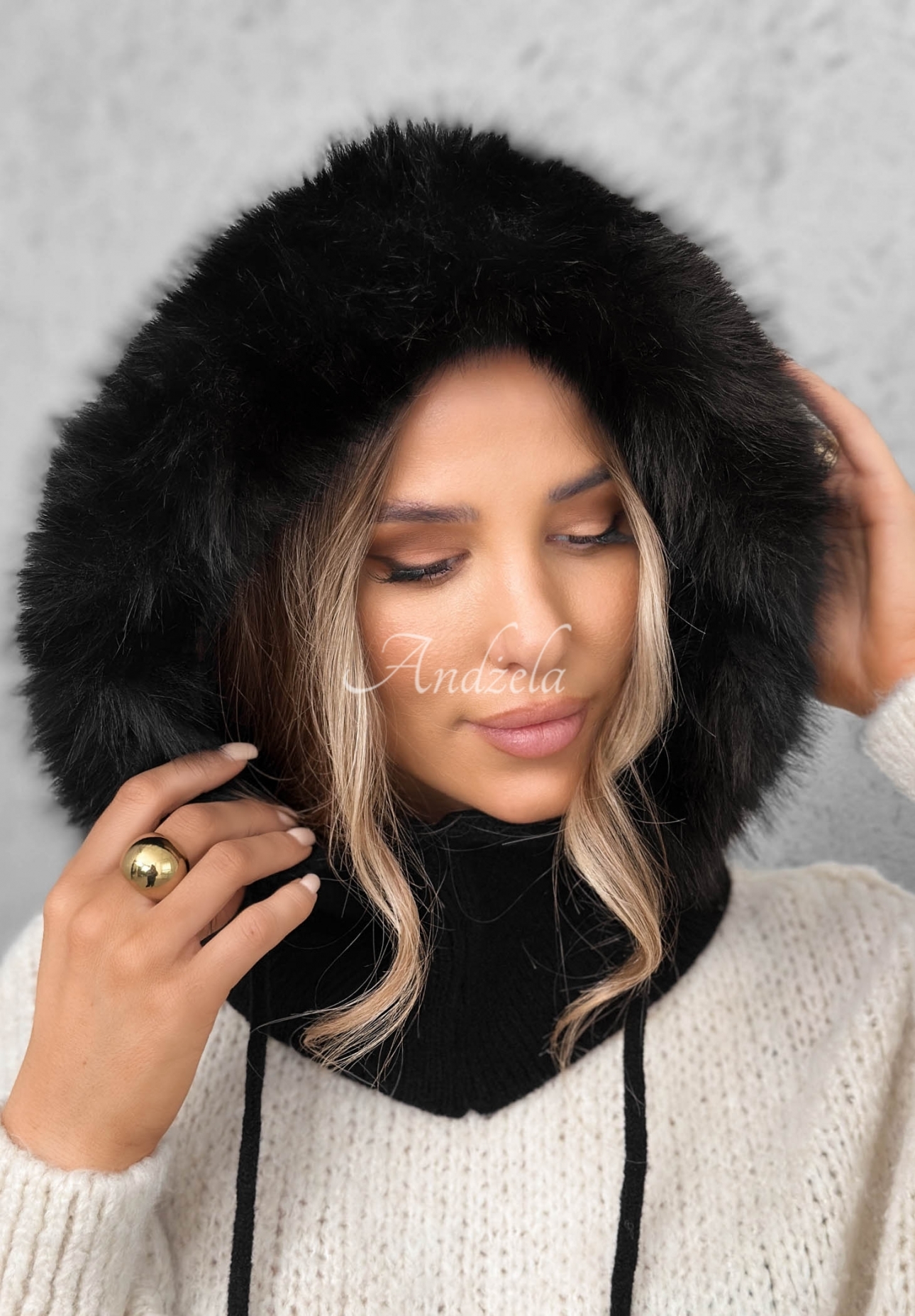 Fular circular balaclava cu blăniță Winter Crush