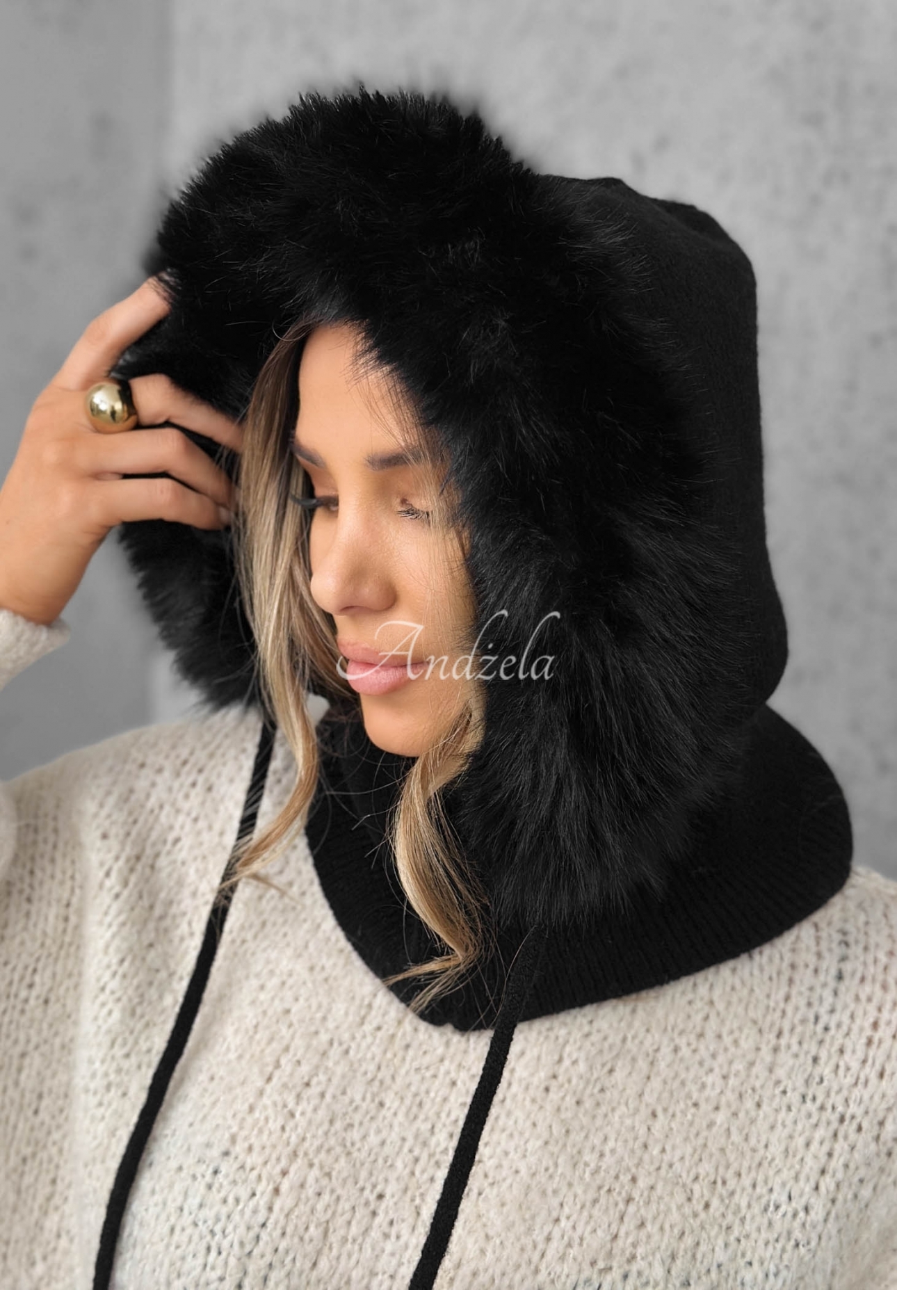 Fular circular balaclava cu blăniță Winter Crush