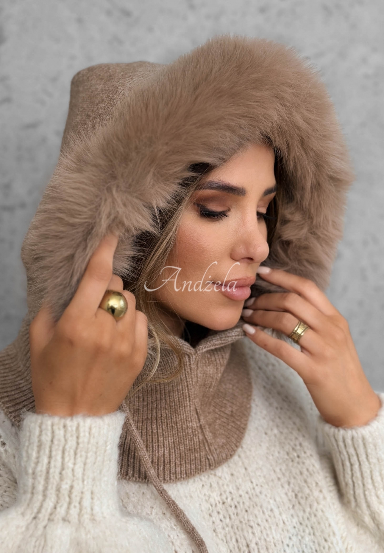 Fular circular balaclava cu blăniță Winter Crush