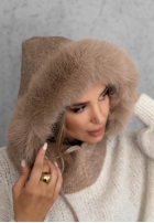 Fular circular balaclava z futerkiem Winter Crush mokka