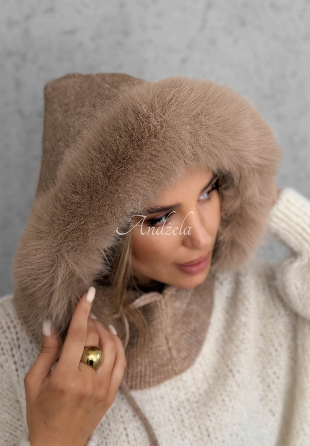 Fular circular balaclava cu blăniță Winter Crush