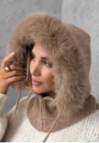 Fular circular balaclava z futerkiem Winter Crush mokka