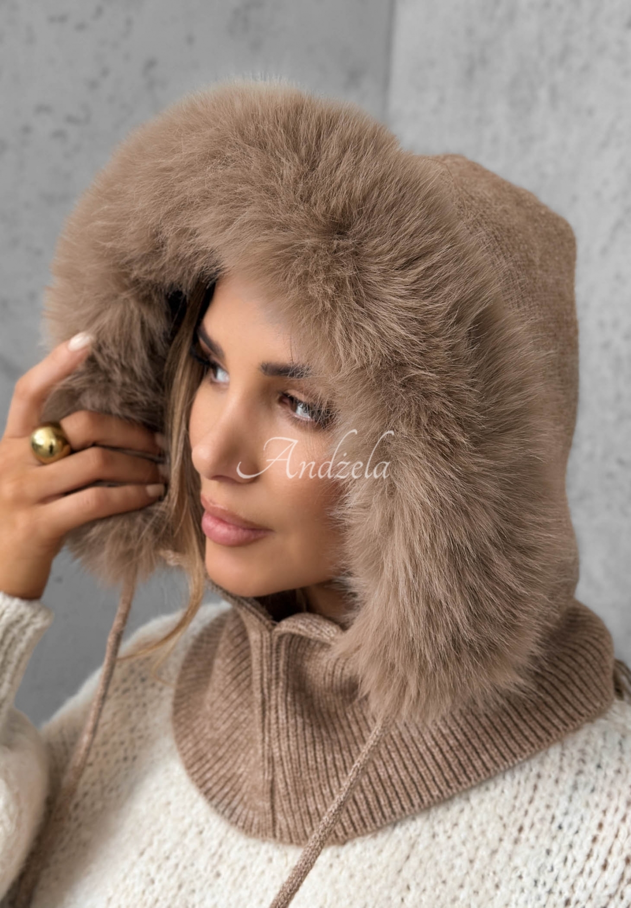 Fular circular balaclava cu blăniță Winter Crush