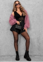 Krótki koronkowy Top  Evening Crush negru