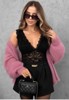 Krótki koronkowy Top  Evening Crush negru