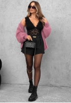 Krótki koronkowy Top  Evening Crush negru