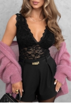 Krótki koronkowy Top  Evening Crush negru