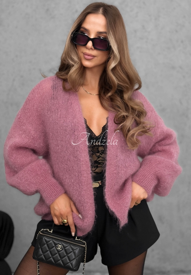 Cardigan oversize din mohair, fără &icirc;nchidere Cozy Latte