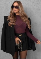 Bluză longsleeve z golfem Soft And Warm ciocolatie