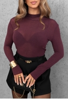 Bluză longsleeve z golfem Soft And Warm ciocolatie