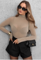 Bluză longsleeve z golfem Soft And Warm ciocolatie