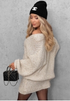 Sweterkowa Rochie mini z dekoltem w serek Cloud Hug mokka