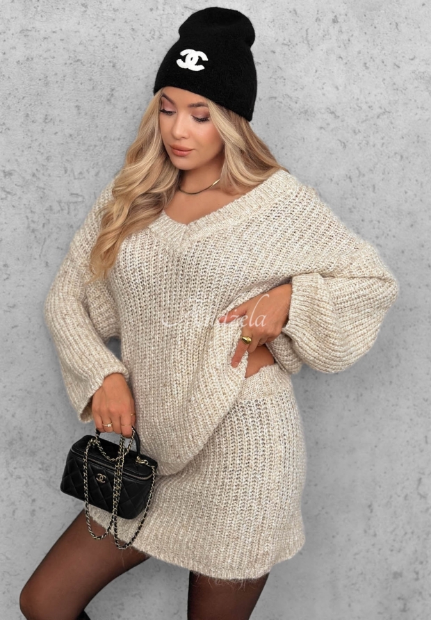 Set tricotat pulover și fustă mini cu l&acirc;nă Cloud Hug