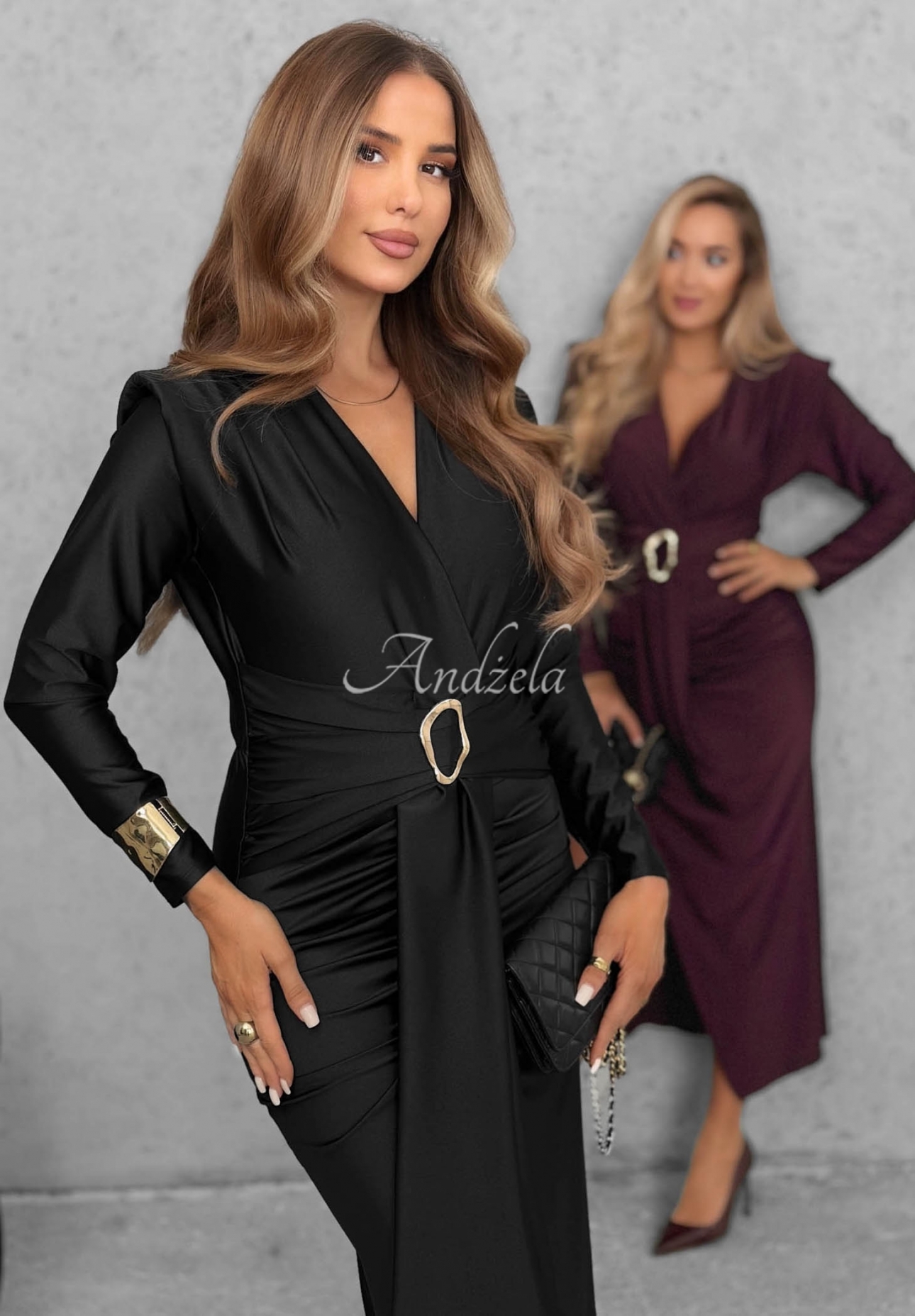 Rochie maxi elegantă cu pliuri și viscoză So Elegant