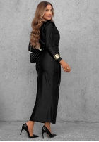 Elegancka Rochie maxi z marszczeniami So Elegant burgundowa