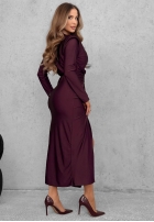 Elegancka Rochie maxi z marszczeniami So Elegant burgundowa