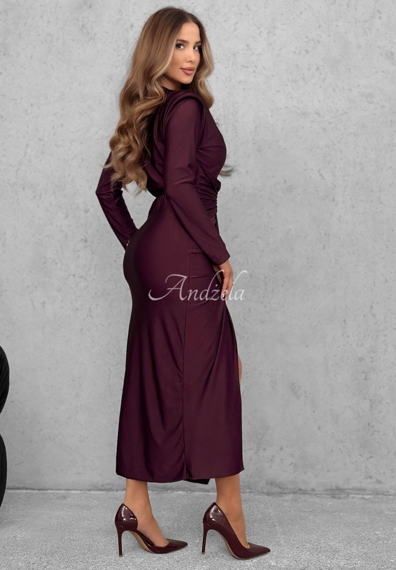 Rochie maxi elegantă cu pliuri și viscoză So Elegant