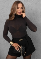 Bluză longsleeve z golfem Soft And Warm ciocolatie