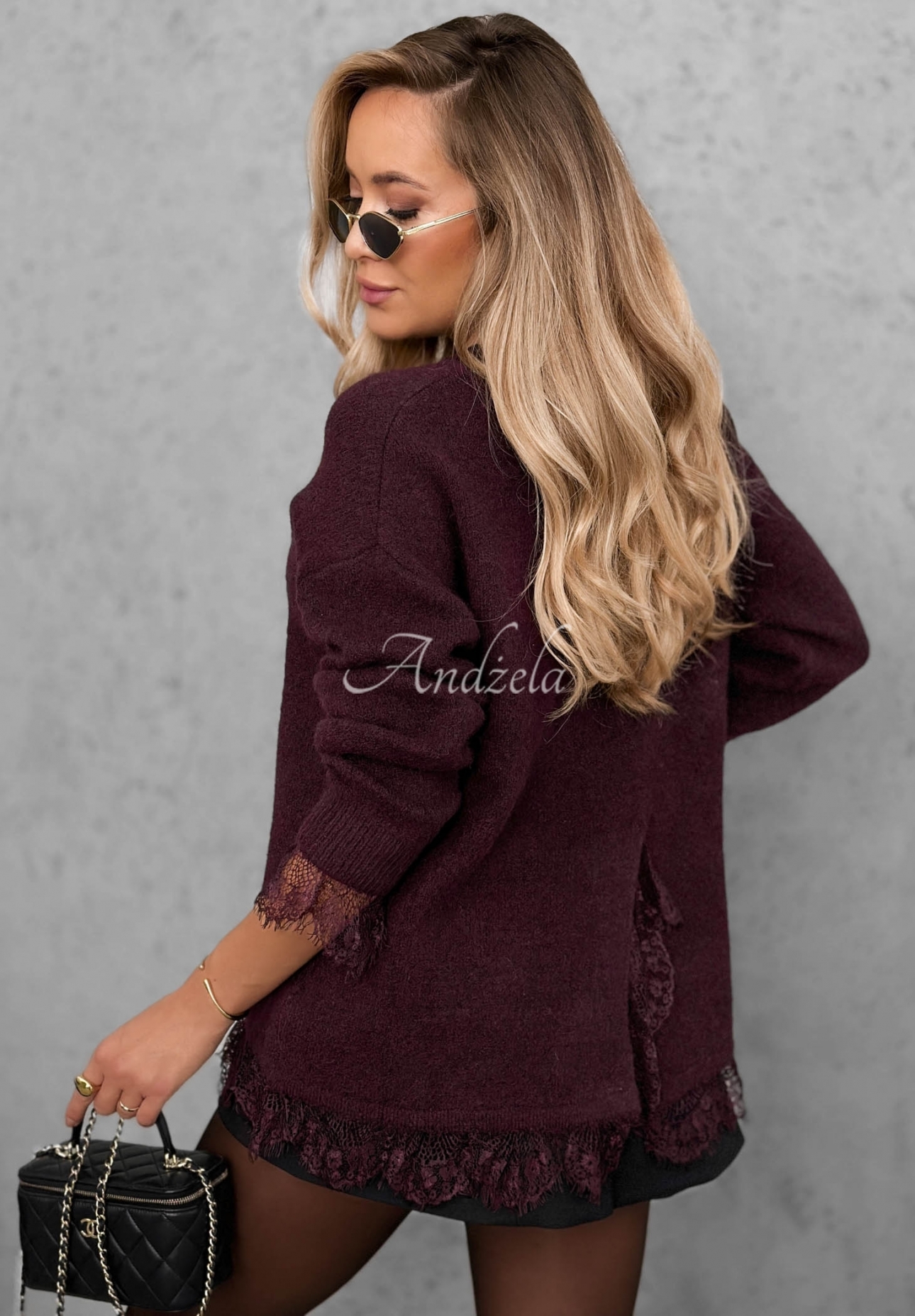 Pulover oversize cu lână și dantelă Cozy Softness