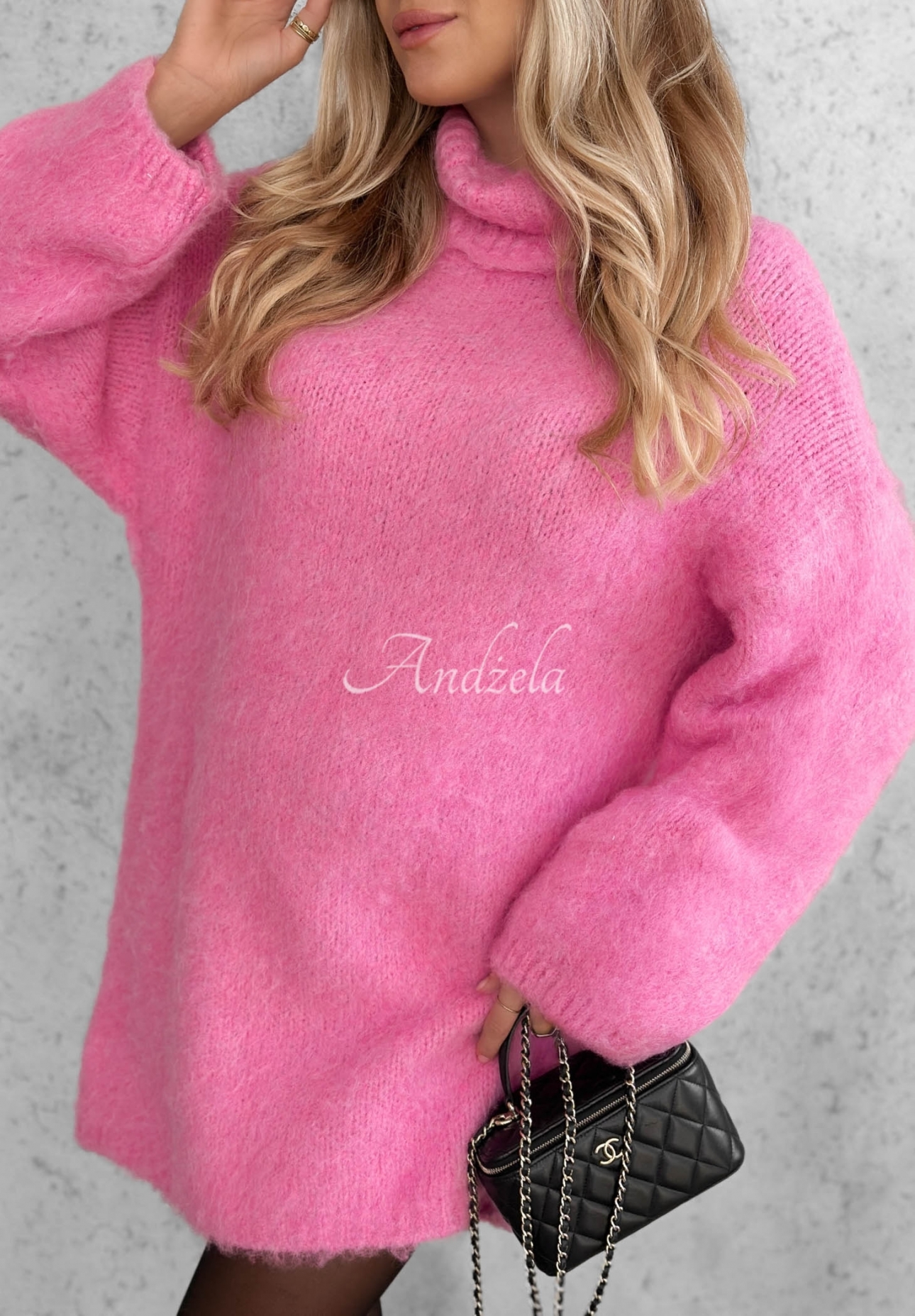Rochie tricotată cu guler înalt, lână și viscoză Cozy Babe