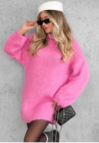 Miękki Pulover oversize z golfem Cozy Babe czekoladowo-Alb