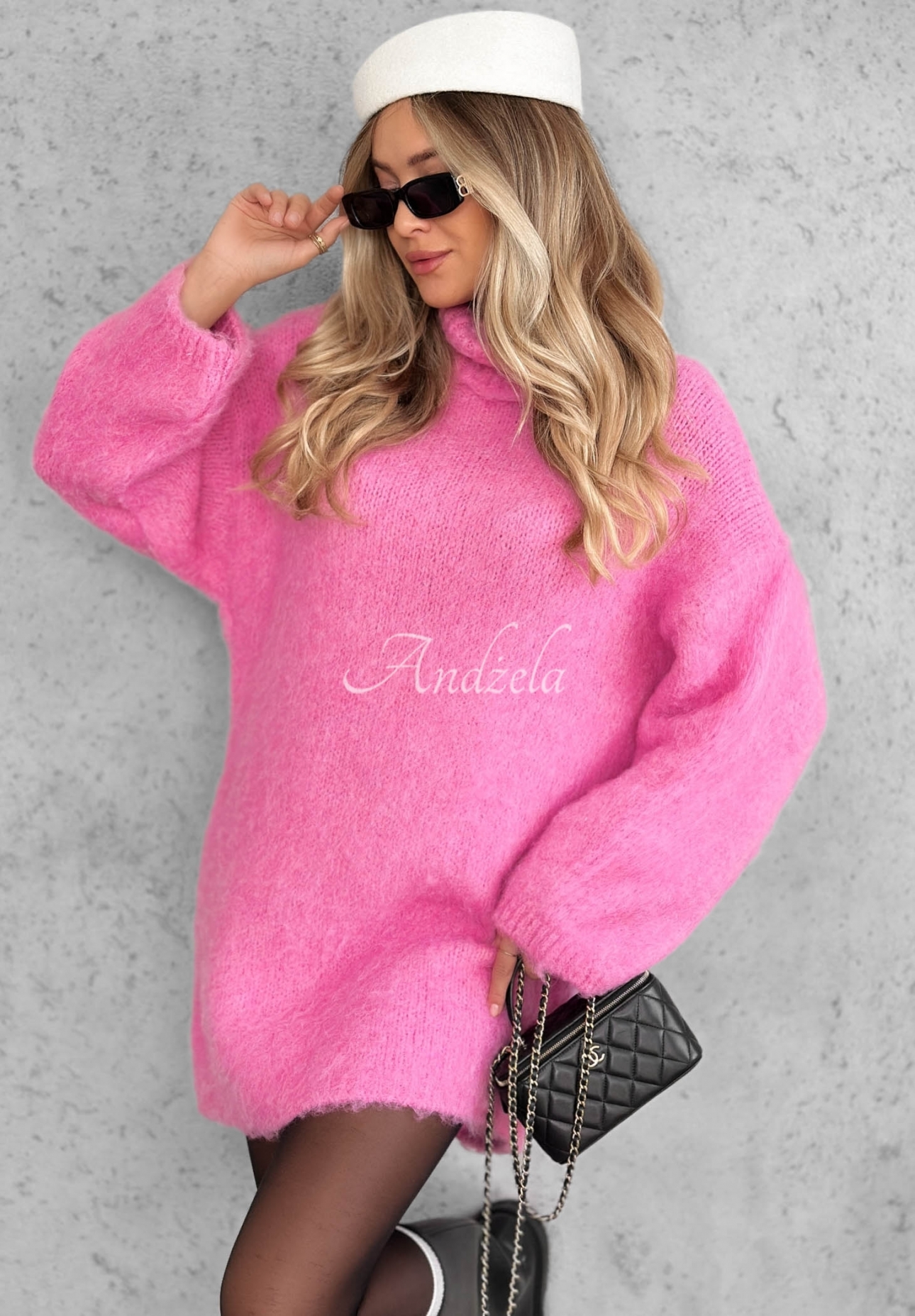 Rochie tricotată cu guler înalt, lână și viscoză Cozy Babe