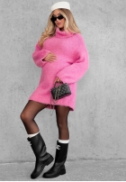 Miękki Pulover oversize z golfem Cozy Babe czekoladowo-Alb