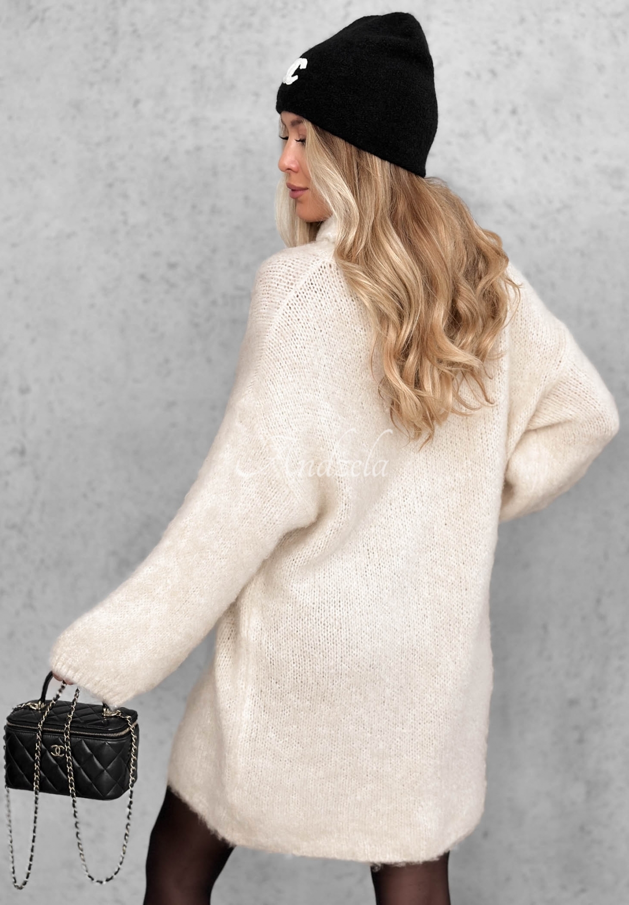 Rochie tricotată cu guler înalt, lână și viscoză Cozy Babe