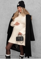 Miękki Pulover oversize z golfem Cozy Babe czekoladowo-Alb