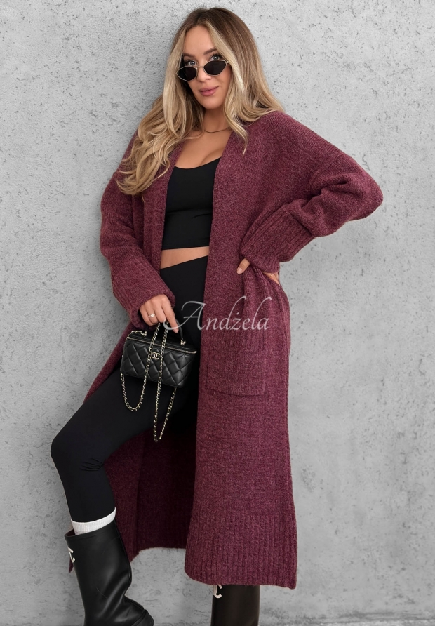 Cardigan lung oversize cu buzunare Marbelio