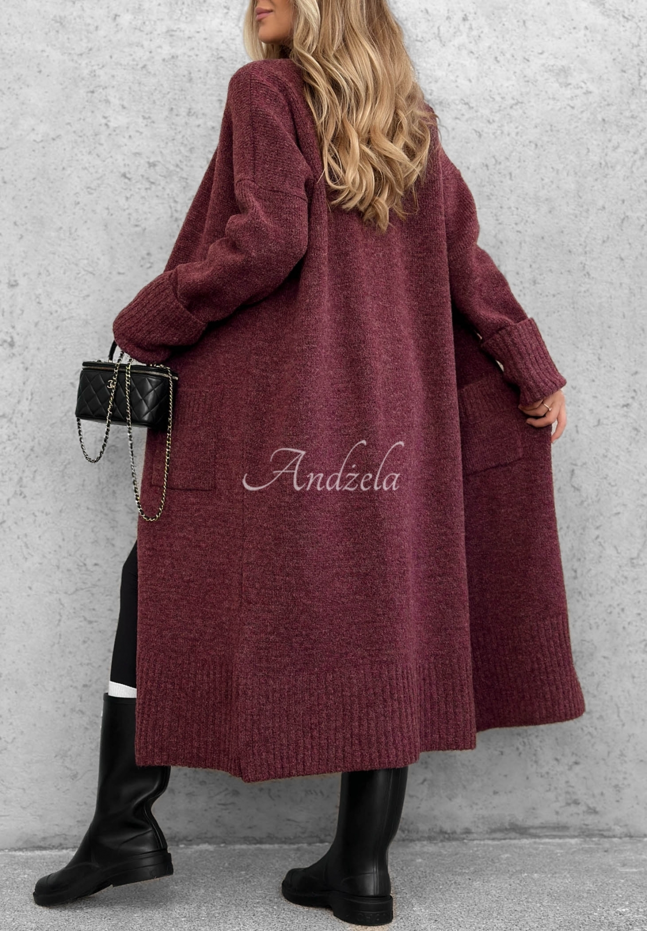 Cardigan lung oversize cu buzunare Marbelio
