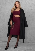 Dopasowa Rochie midi longsleeve z dekoltem City Morning ciocolatie