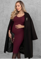 Dopasowa Rochie midi longsleeve z dekoltem City Morning ciocolatie