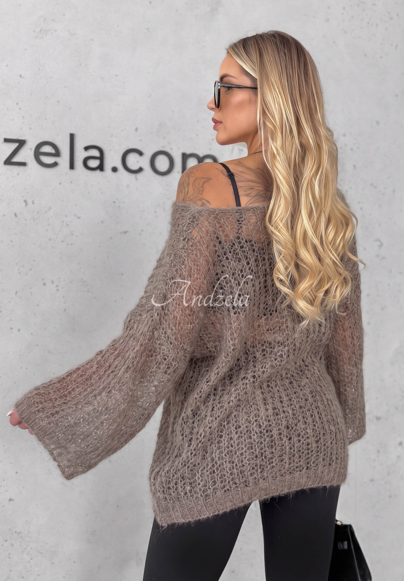Pulover lung din mohair cu cordon Sweet Comfort