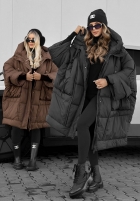 Puchowa Geacă oversize z kapturem Frozen Tale ciocolatie