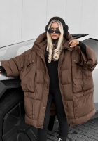 Puchowa Geacă oversize z kapturem Frozen Tale ciocolatie