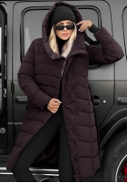 Długa pikowana Geacă z kapturem i paskiem Snow Empress mov afină