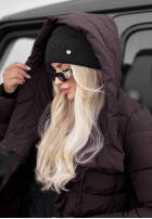 Długa pikowana Geacă z kapturem i paskiem Snow Empress mov afină