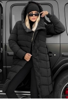 Długa pikowana Geacă z kapturem i paskiem Snow Empress mov afină