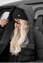 Długa pikowana Geacă z kapturem i paskiem Snow Empress mov afină