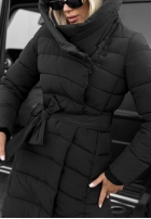 Długa pikowana Geacă z kapturem i paskiem Snow Empress mov afină