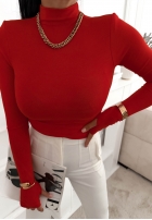 Bluză z longsleeve z półgolfem First Of All ciocolatie