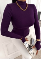 Bluză z longsleeve z półgolfem First Of All ciocolatie