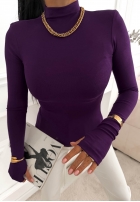 Bluză z longsleeve z półgolfem First Of All ciocolatie